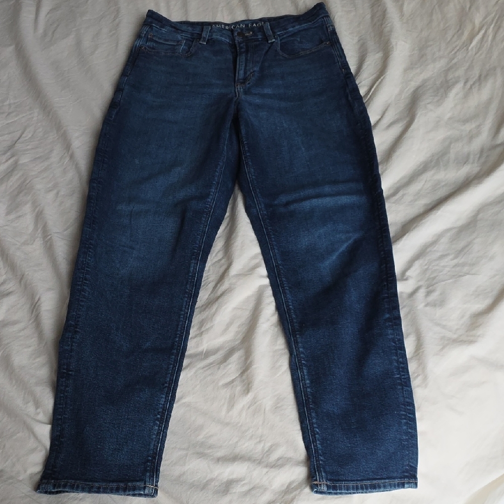 American Eagle Dark Blue Curvy Mom Jeans